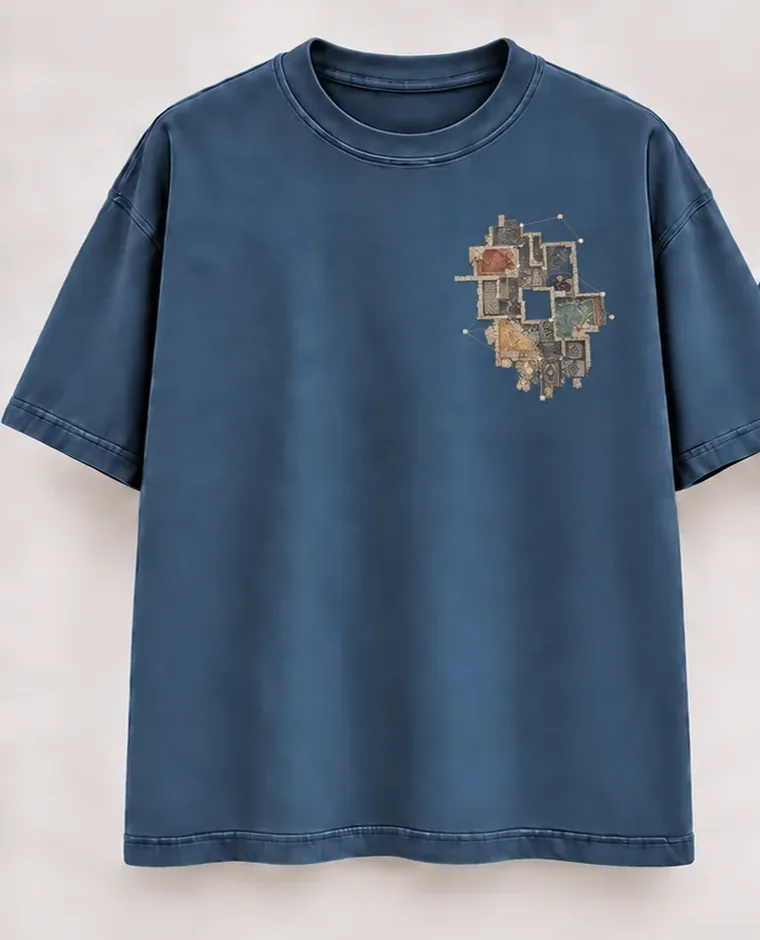 Aegean Blue T-shirt — Night Map of the Terrace Houses